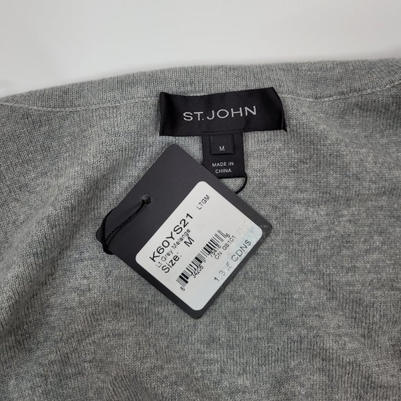 NEW St John Light Grey Melange Cardigan - Picture 5 of 5